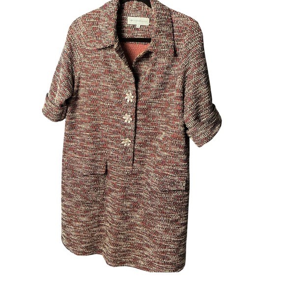 Tuckernuck Dresses & Skirts - Tuckernuck Red White Tweed Floral Crystal Button Shift Dress Medium
